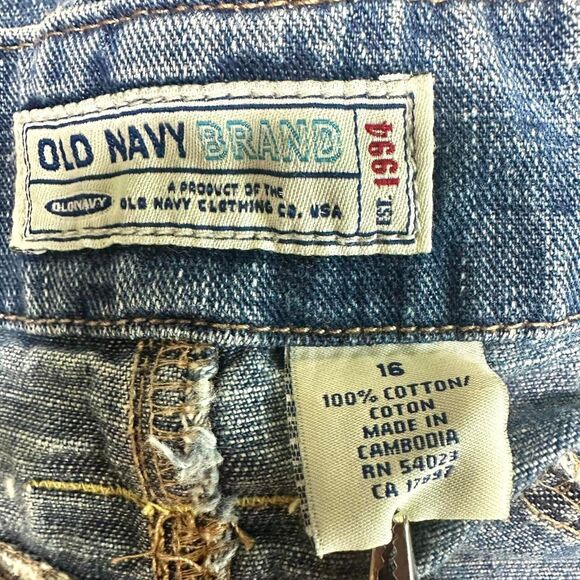 OLD NAVY 2000s Y2K Blue Denim Mini Skirt Patch Pockets Women Plus 16 Retro‎ Boho - Picture 6 of 7